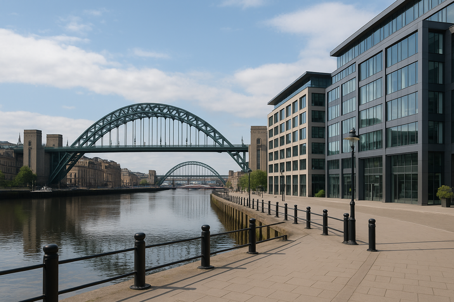 Tyne Bridge and Newcastle Quayside skyline representing AI consulting support for Newcastle businesses